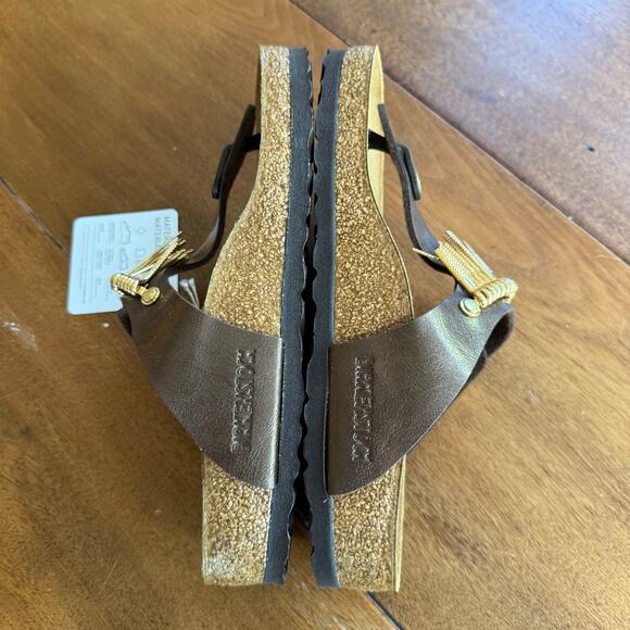 Birkenstock Gizeh Gold Metal Fringe Graceful Toffe US 4.5 EU35 Brown Birkoflor - Picture 9 of 12